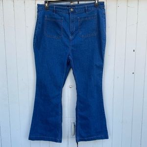 Rainbow Pocket Flare Blue Jeans